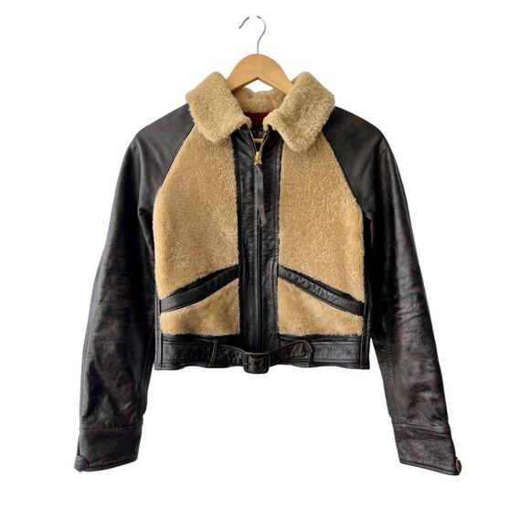 NWT $2900 RRL Shearling Lined Grizzly Griggs Leather Moto Jacket Sz 2 Double RL - Picture 1 of 15